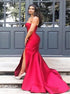 Mermaid Red Strapless Long Prom Dress with Slit LBQ1178